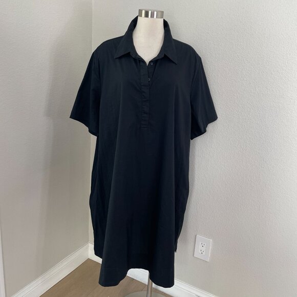 NEW Old Navy Womens Plus XXL Tall Black Short Sleeve Shirt Dress Pockets - Picture 1 of 11
